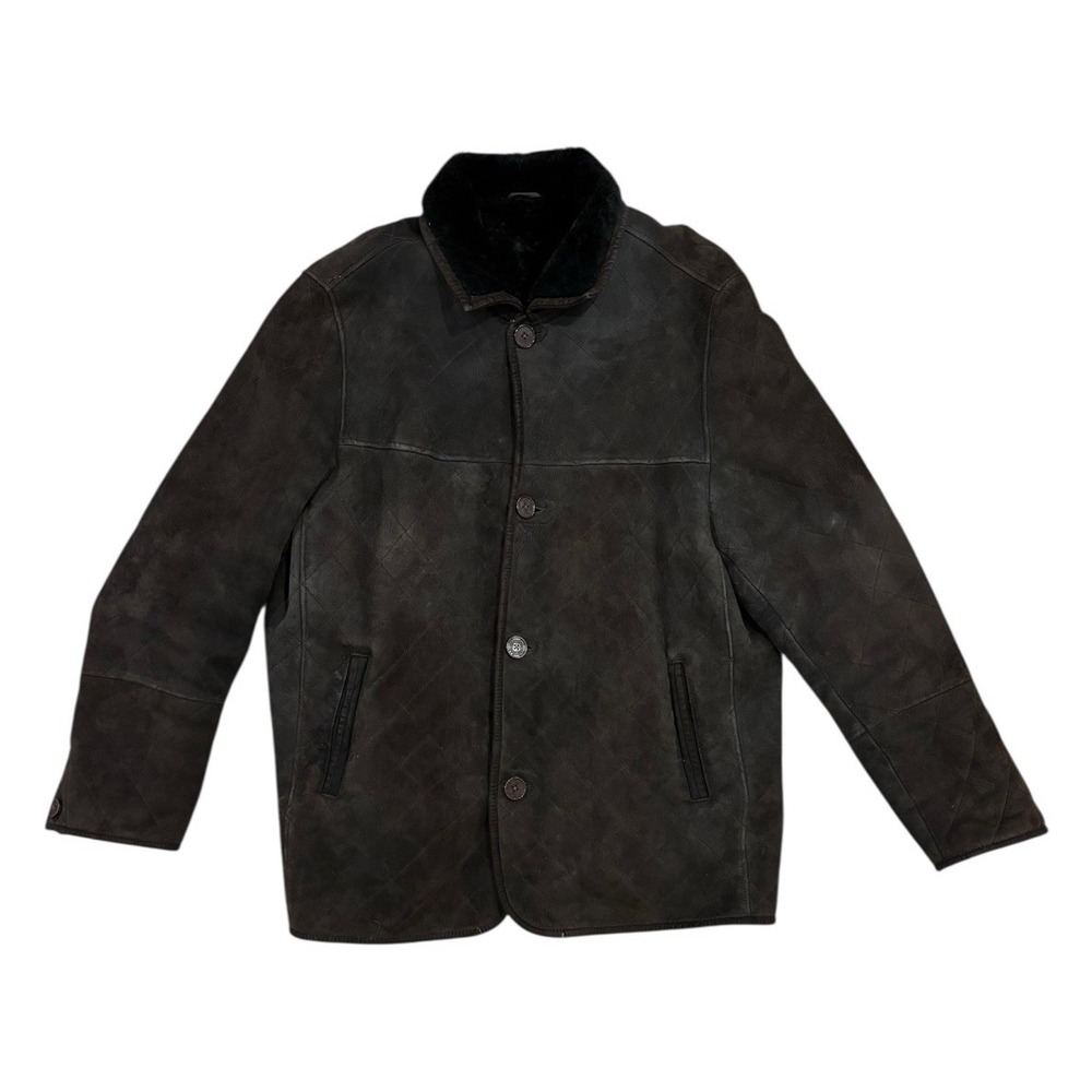 Di Bello Shearling Sheepskin Coat Jacket Brown Made In Italy‎ Size 58 Size 48 US